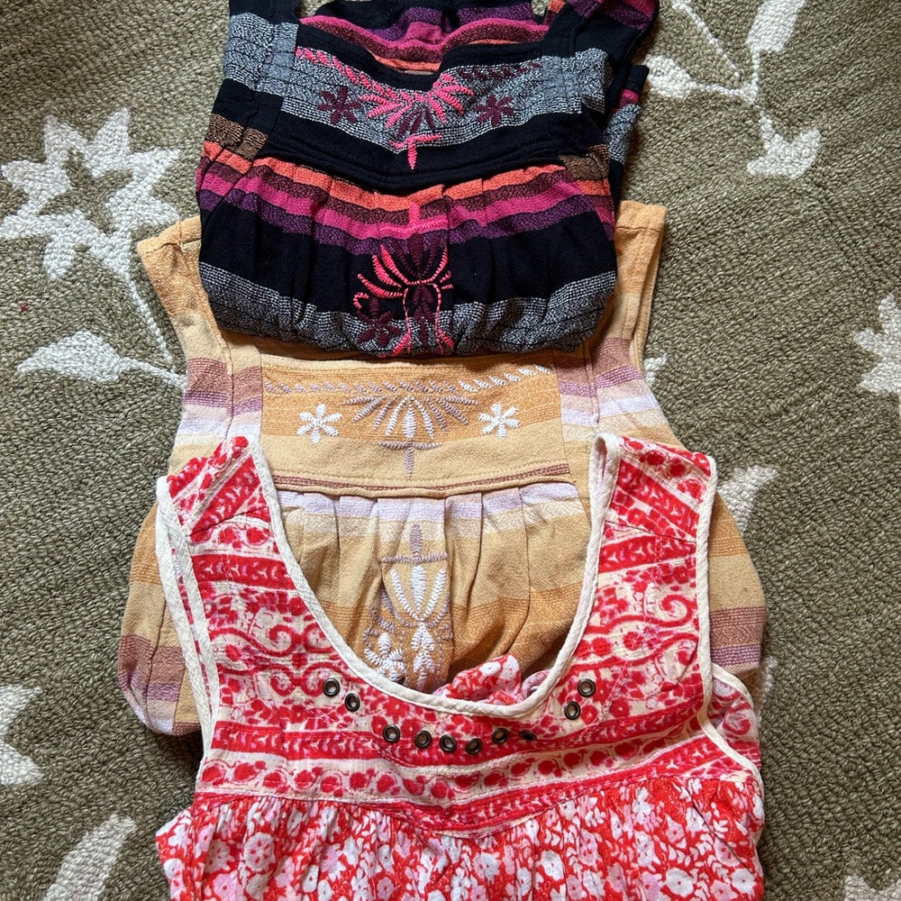 Free People Multicolor Embroidered Tank Tops